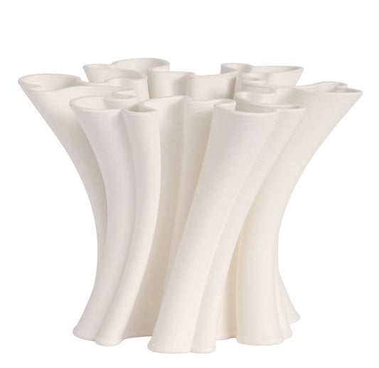 Set of white ceramic vases on a white background