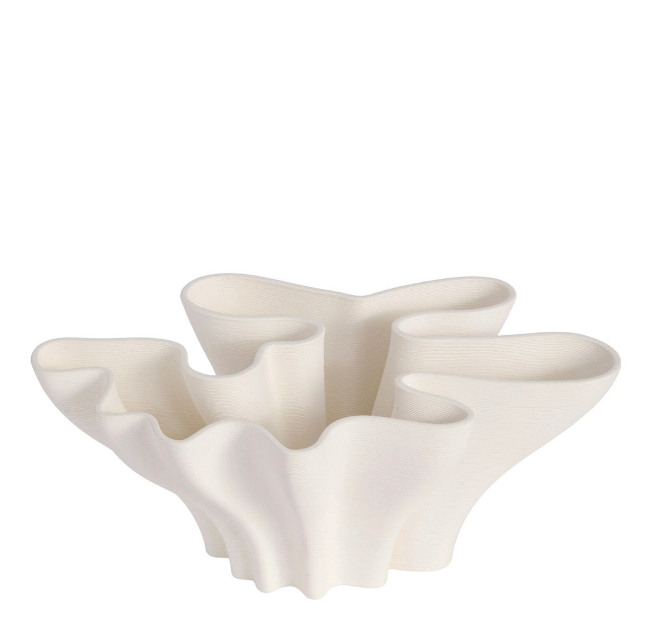 White ceramic coral-shaped bowl on a white background