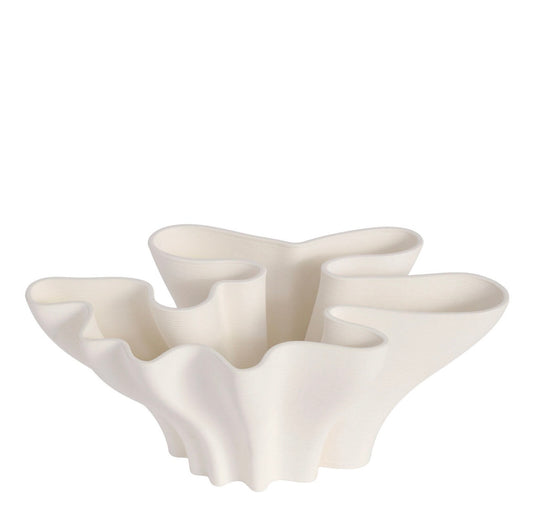 White ceramic coral-shaped bowl on a white background